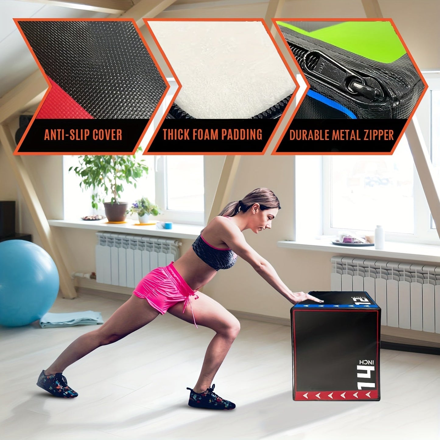 Versatile 3-in-1 Jump Box & Fitness Step(Black)-4