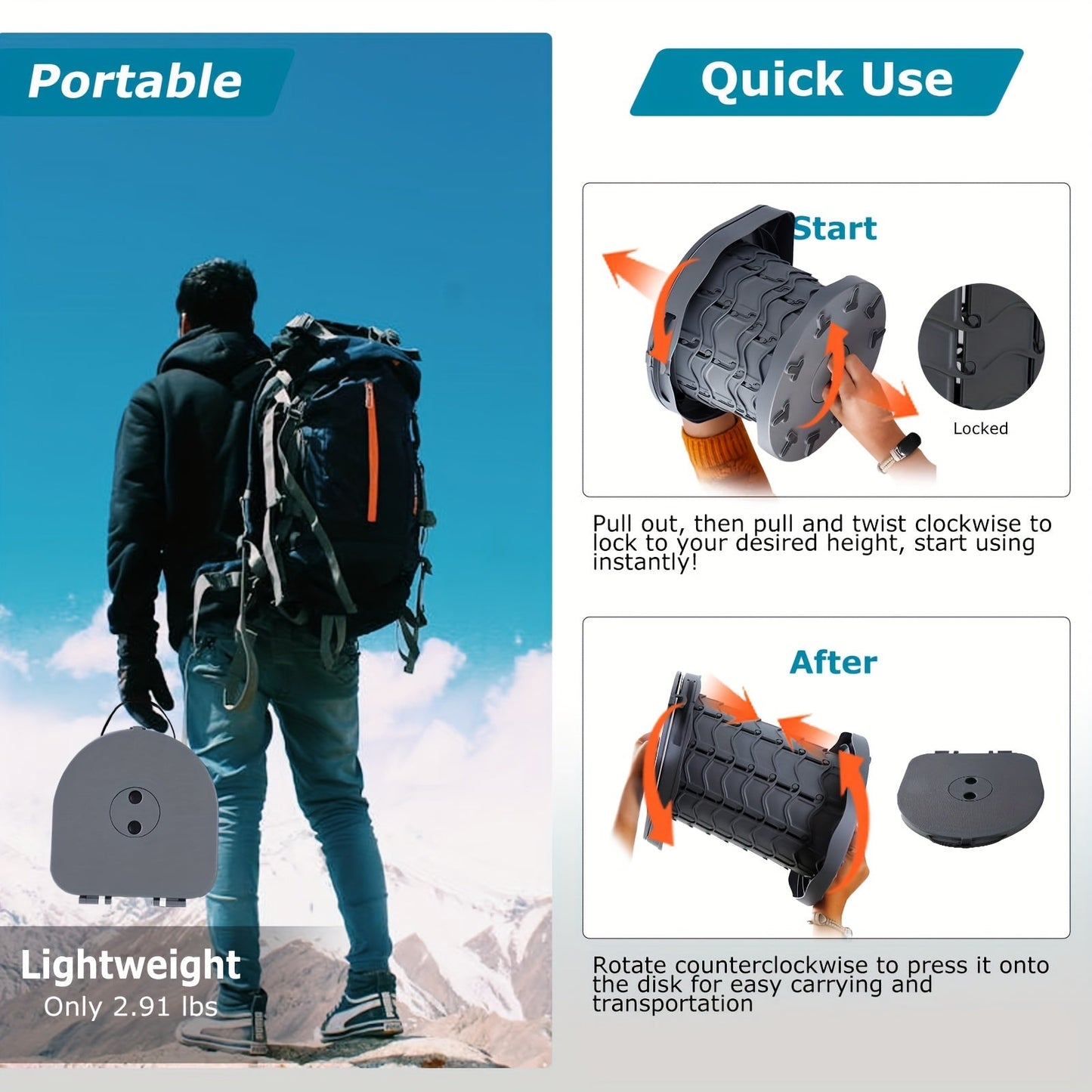 Camping Toilet Portable Adjustable Potty-2