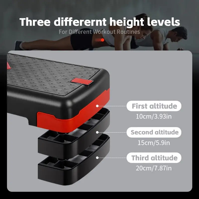Adjustable Sports Fitness Pedal with Pull Rope - 81cm, Black and Red-2