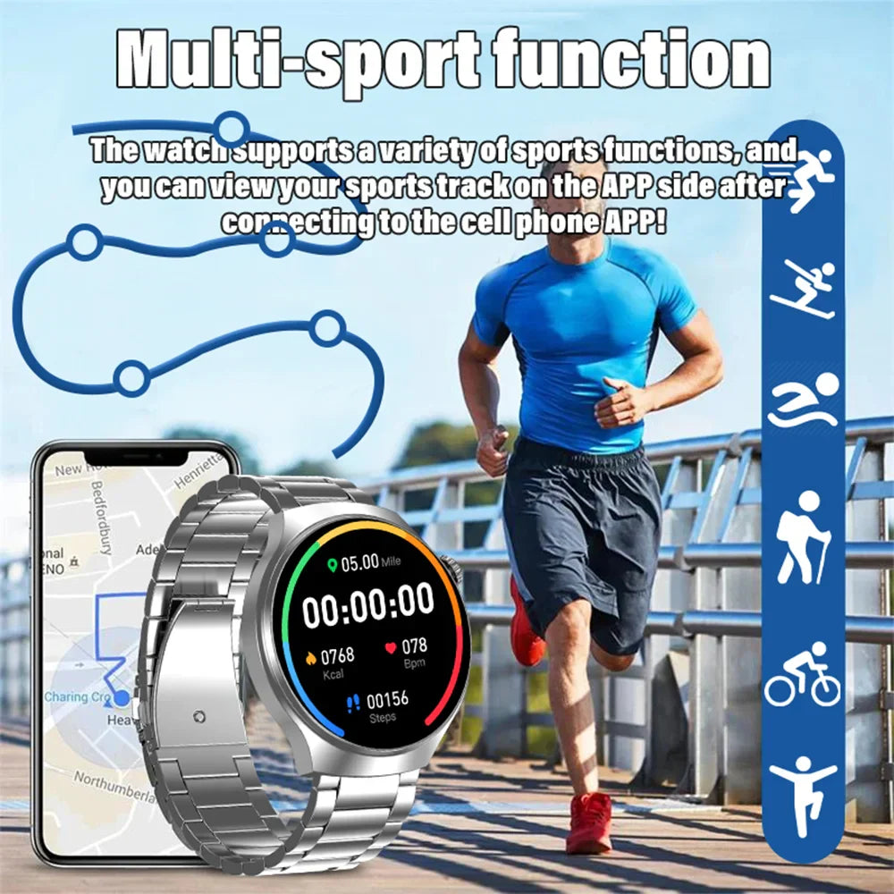 Bluetooth Smartwatch Men HD Sports Fitness (Silver)-2