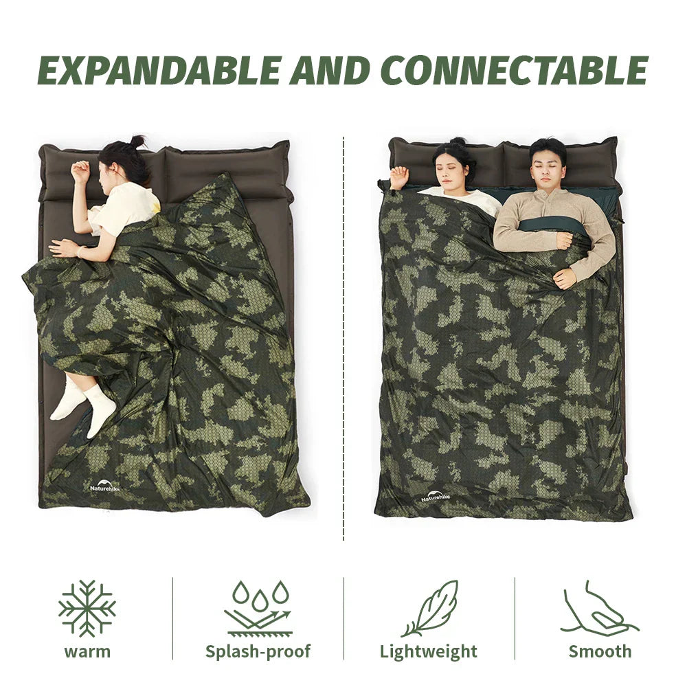 Camouflage Ultralight Waterproof Sleeping Bag Splicable 3-Season Green-4