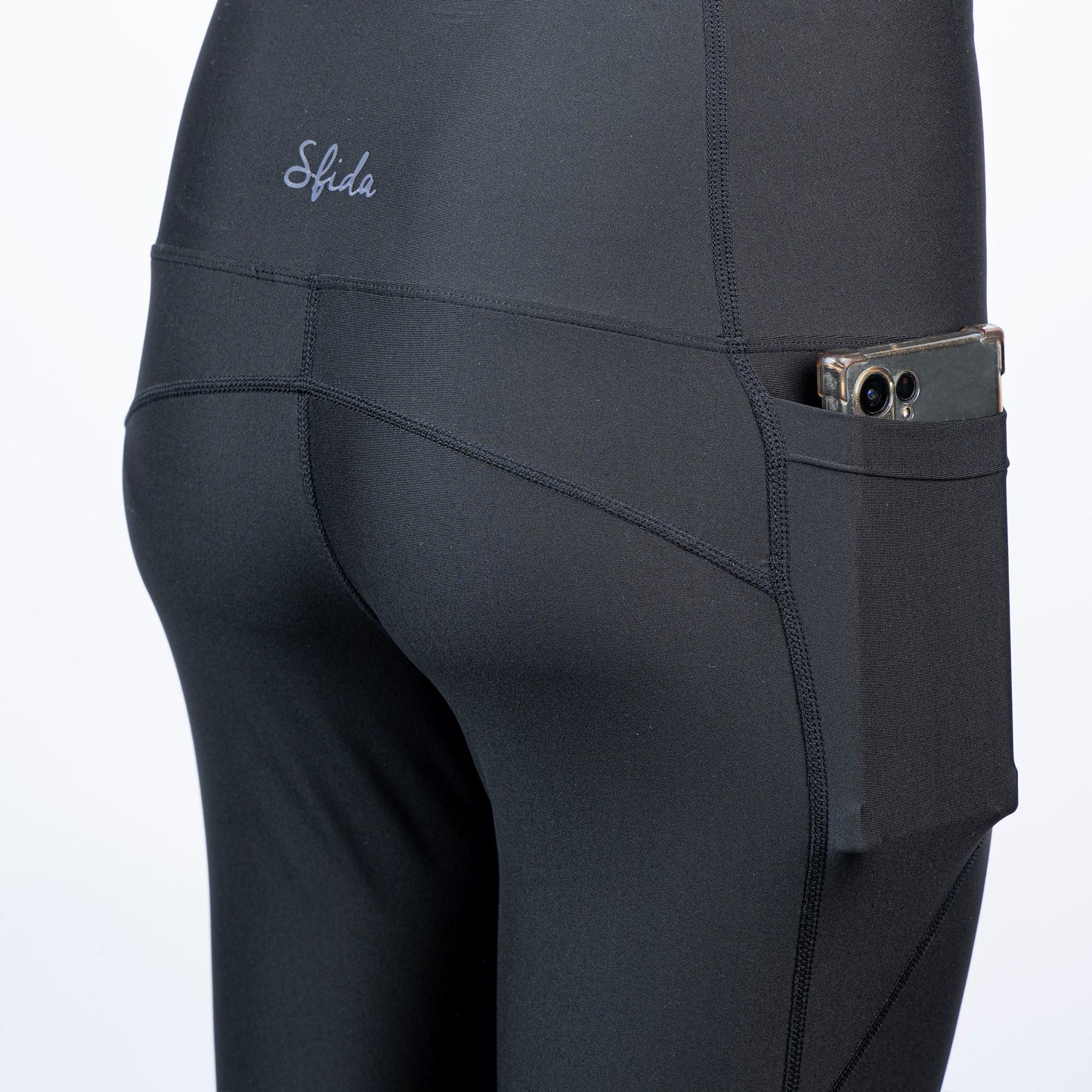 The Go - Ladies Black Phone Pocket Leggings-1