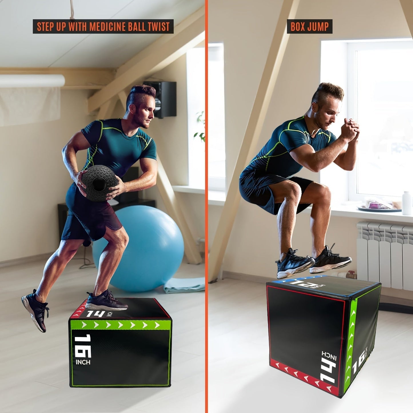 Versatile 3-in-1 Jump Box & Fitness Step(Black)-2