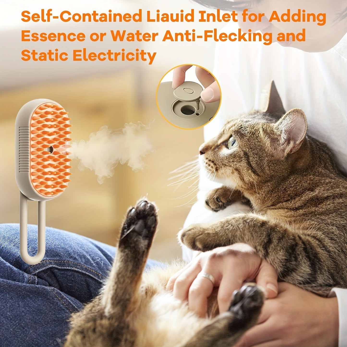 3-in-1 Rechargeable Steam Pet Brush for Cats & Dogs-2