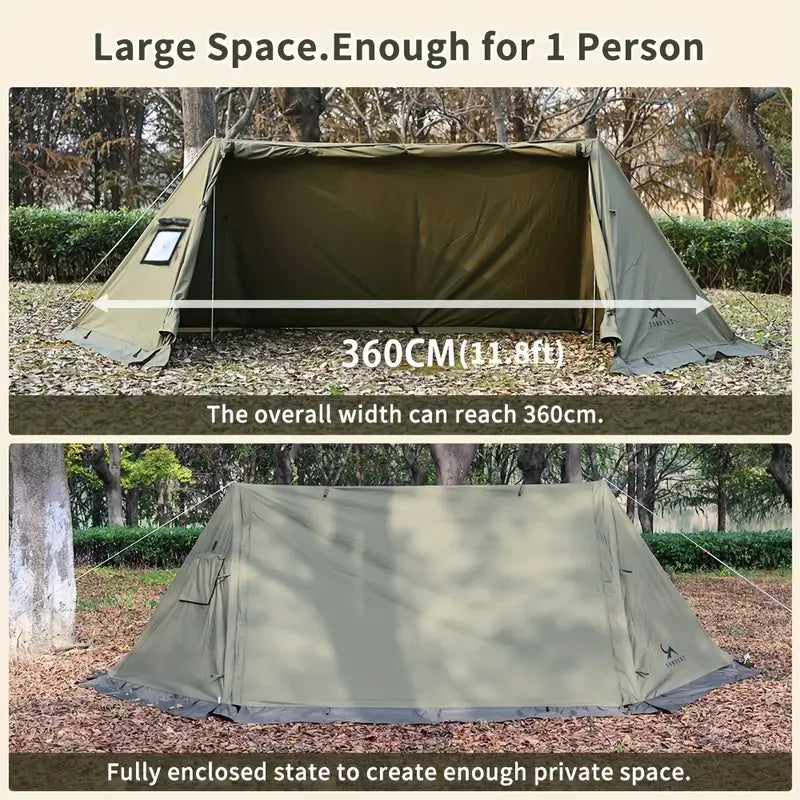 All-Season Hexagonal Camping Tent for 1-2 Persons - Army Green-2