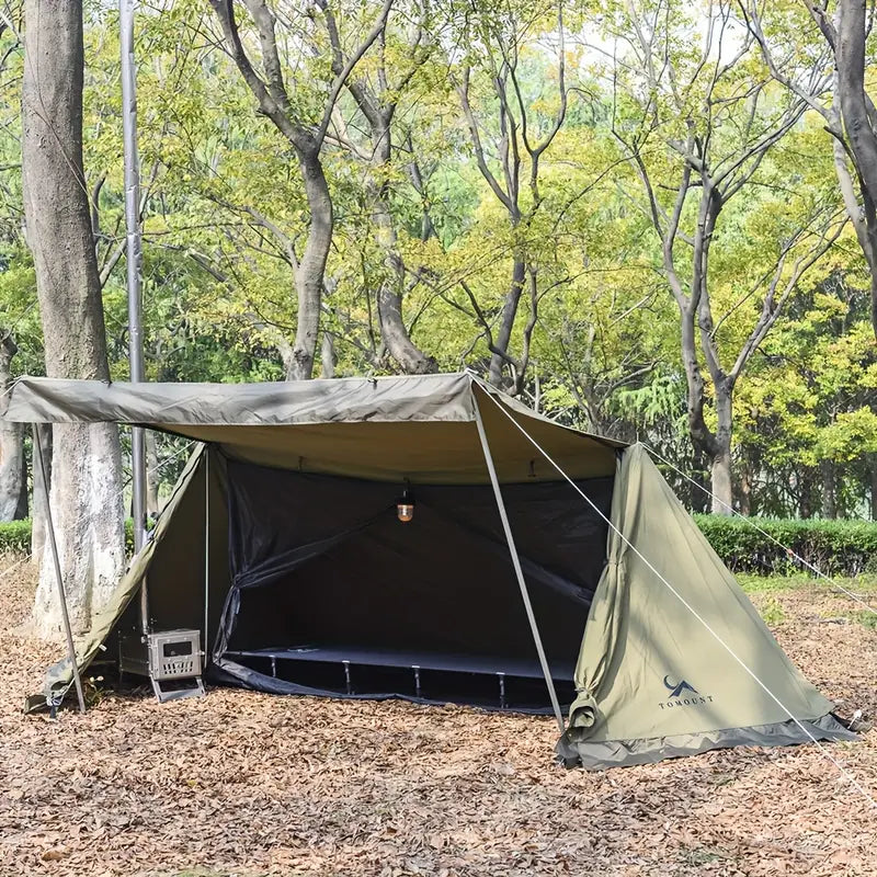 All-Season Hexagonal Camping Tent for 1-2 Persons - Army Green-3