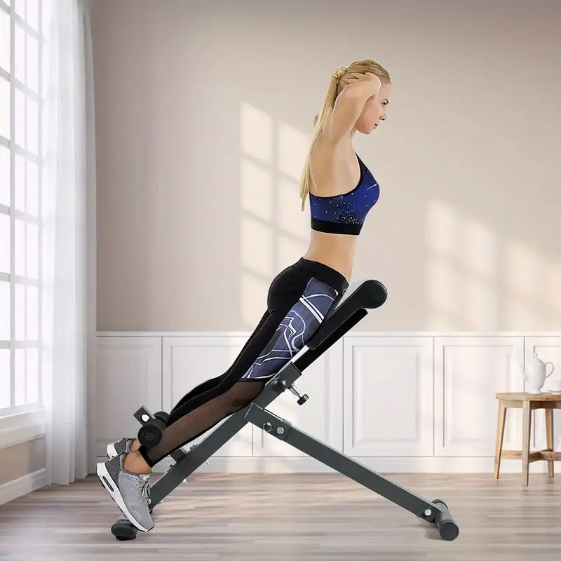 1pc Adjustable Roman Chair - Black, Waist and Abdomen Fitness Stool-1