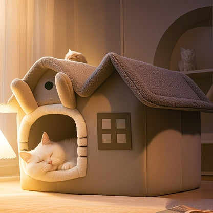Classic Soft Cat House Bed for Small Pets-3