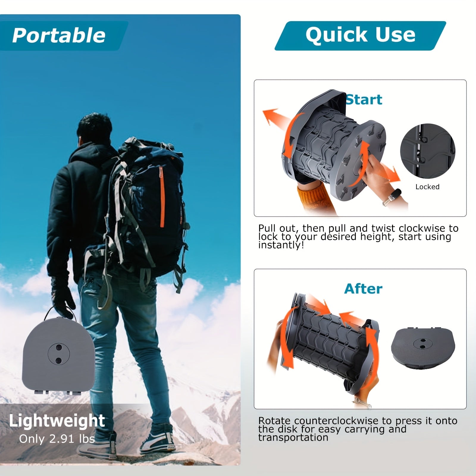 Camping Toilet Portable Adjustable Potty-2