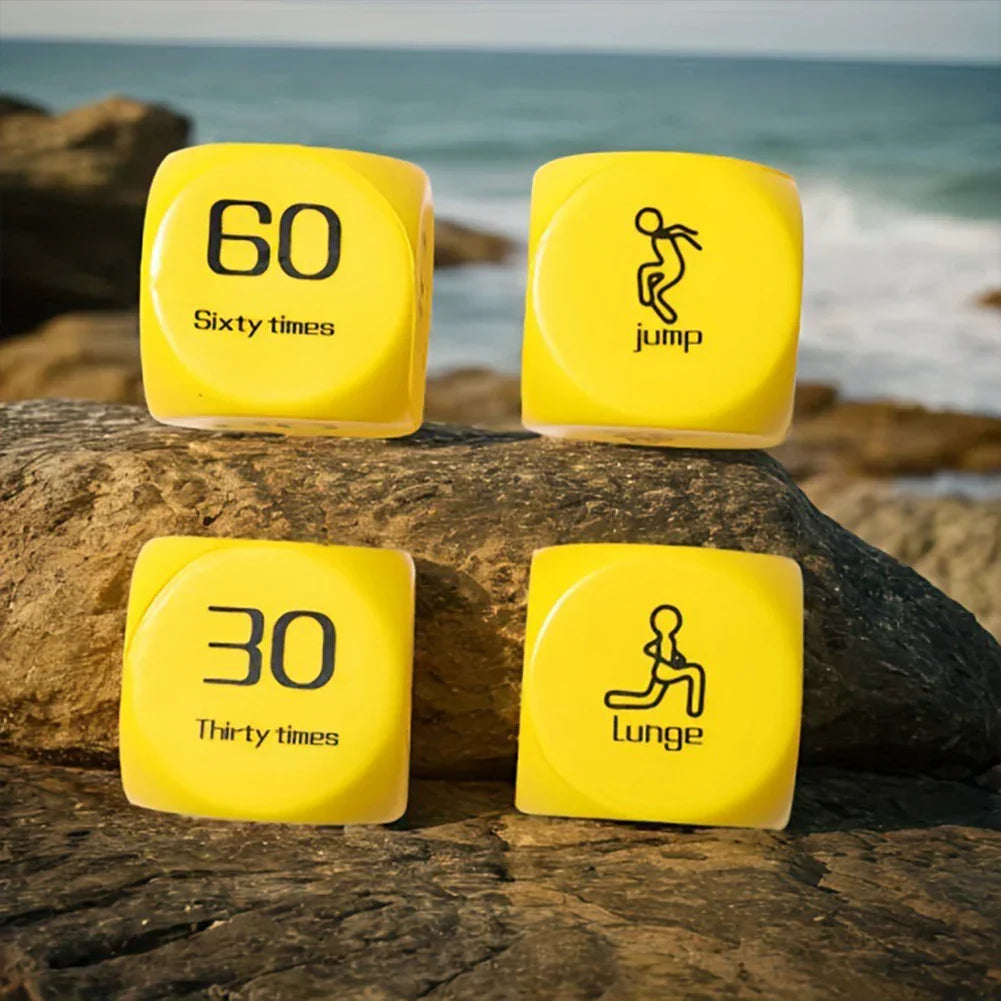2Pcs Fitness Dice 6-Sided Workout Dice Yellow-3