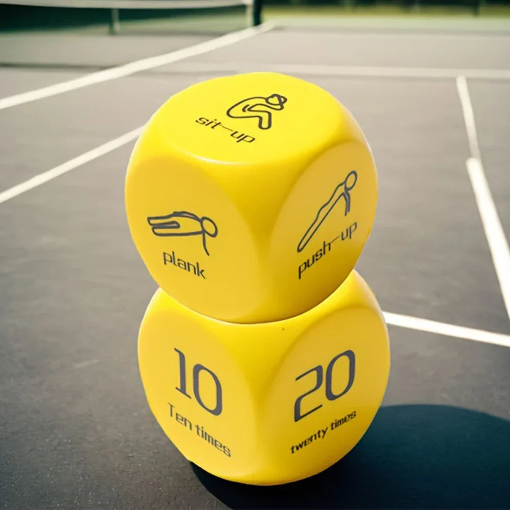2Pcs Fitness Dice 6-Sided Workout Dice Yellow-1