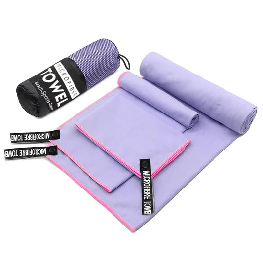 3 Piece Towel Set for Fitness & Bath (Purple)-0