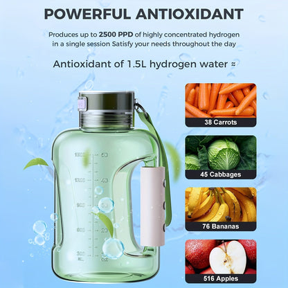 1.5L Hydrogen Rich Fitness Water Bottle(Green)-1