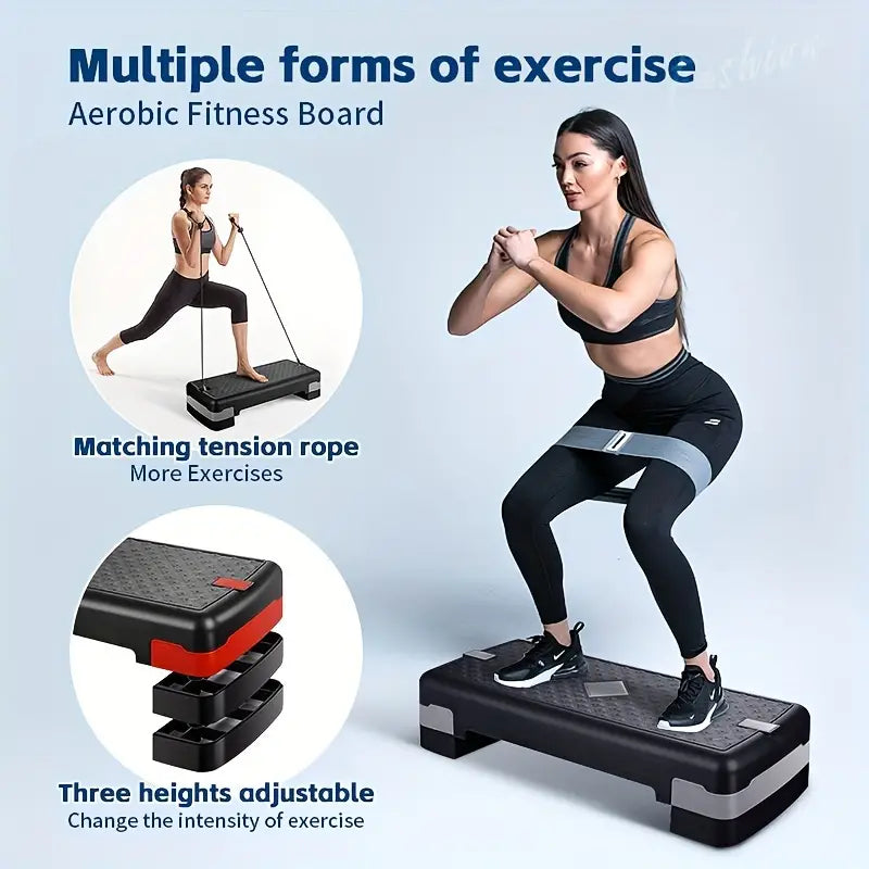 Adjustable Sports Fitness Pedal with Pull Rope - 81cm, Black and Red-1