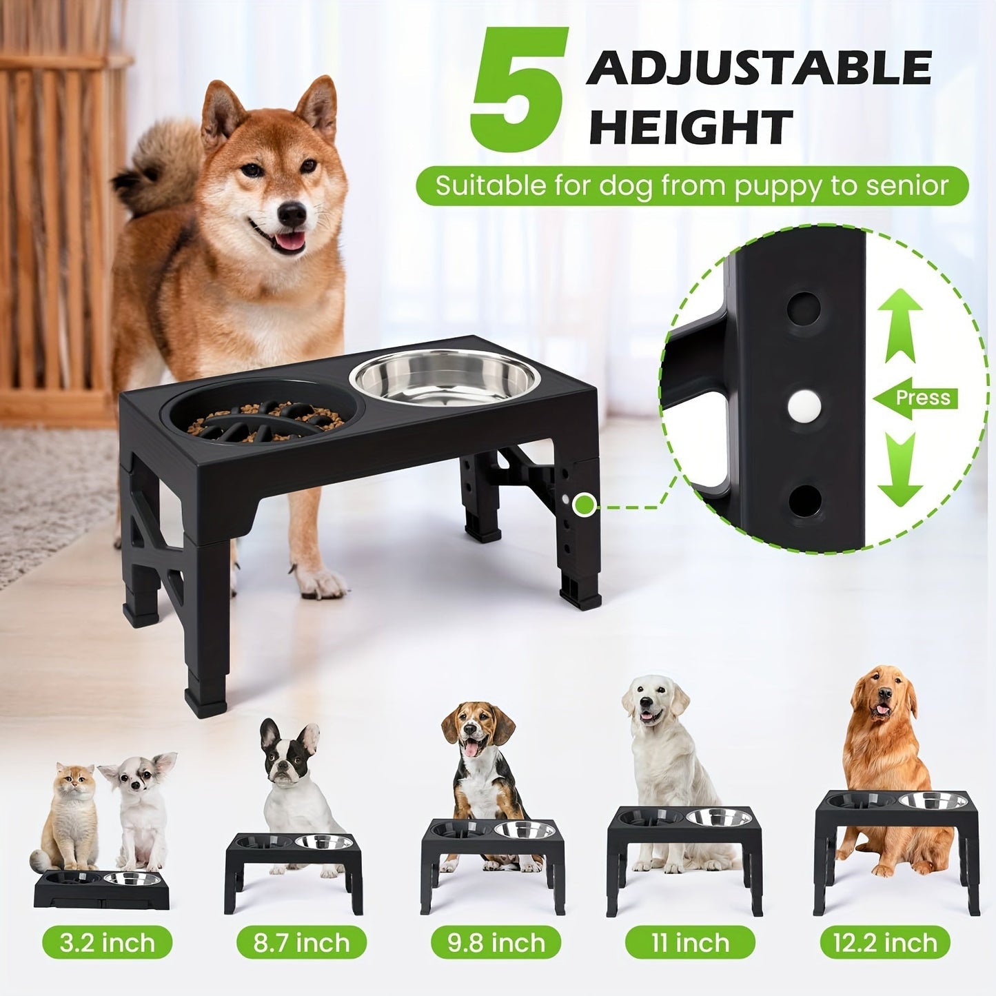 Dog Bowl Stand with 3 Bowls-3