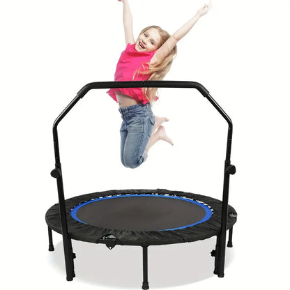 1pc 121.92cm Mini Fitness Trampoline with Adjustable Handle - Blue-3