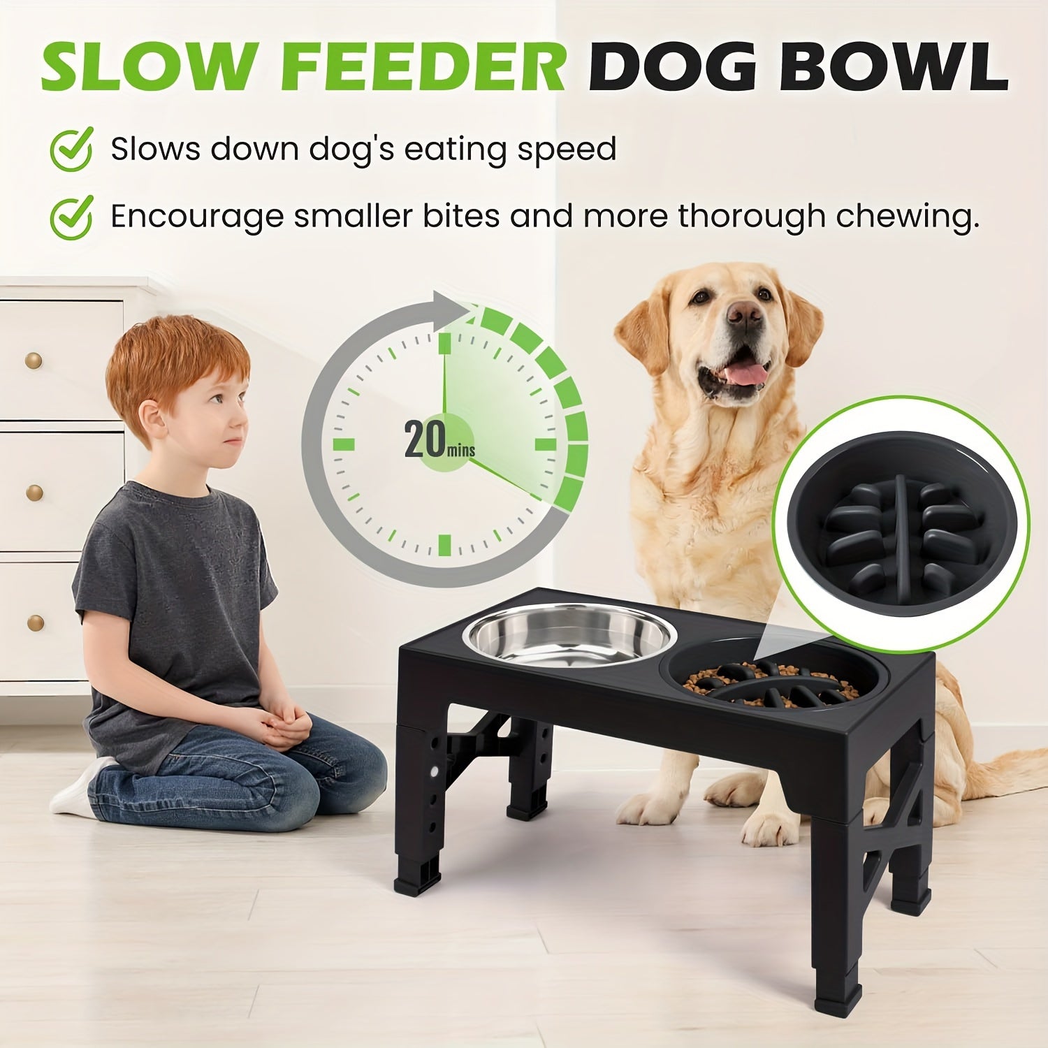 Dog Bowl Stand with 3 Bowls-2