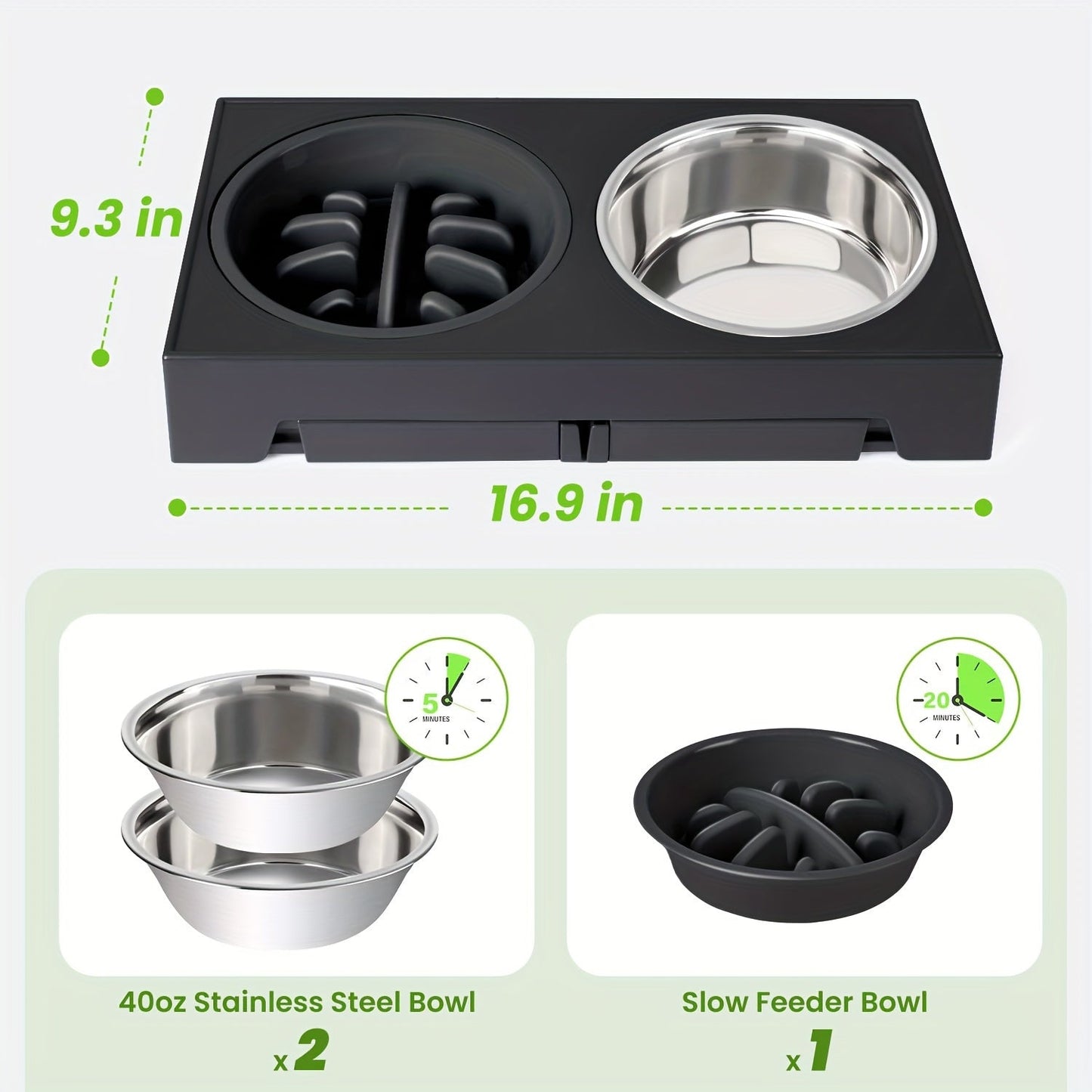 Dog Bowl Stand with 3 Bowls-4