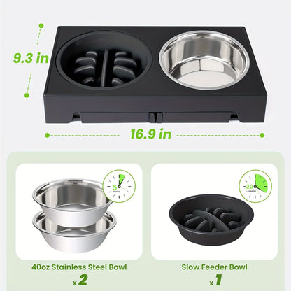 Dog Bowl Stand with 3 Bowls-4