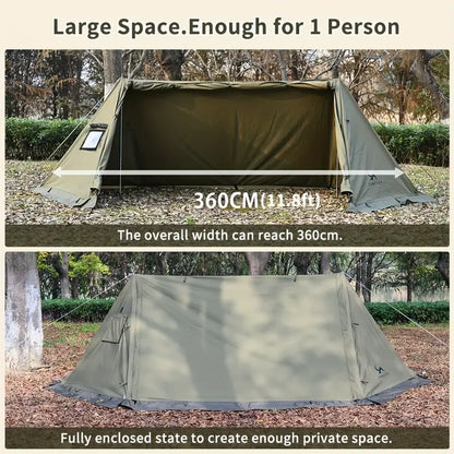 All-Season Hexagonal Camping Tent for 1-2 Persons - Army Green-2