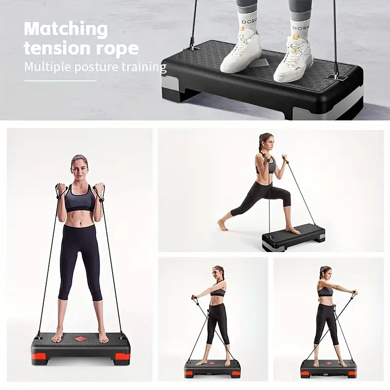 Adjustable Sports Fitness Pedal with Pull Rope - 81cm, Black and Red-3